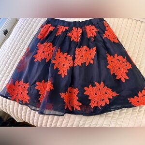 Maeve Anthropologie Navy Organza Tulle Skirt.